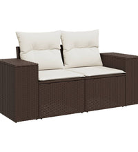 3-tlg. Garten-Sofagarnitur mit Kissen Braun Poly Rattan