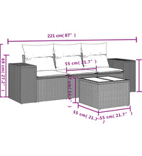 4-tlg. Garten-Sofagarnitur mit Kissen Hellgrau Poly Rattan