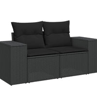 4-tlg. Garten-Sofagarnitur mit Kissen Schwarz Poly Rattan