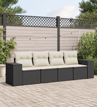 4-tlg. Garten-Sofagarnitur mit Kissen Schwarz Poly Rattan