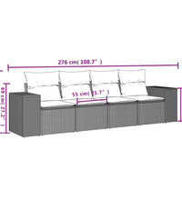 4-tlg. Garten-Sofagarnitur mit Kissen Grau Poly Rattan