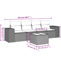 5-tlg. Garten-Sofagarnitur mit Kissen Schwarz Poly Rattan