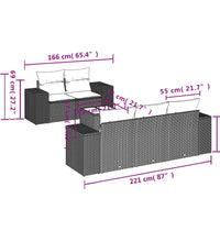 6-tlg. Garten-Sofagarnitur mit Kissen Schwarz Poly Rattan