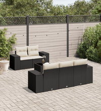 6-tlg. Garten-Sofagarnitur mit Kissen Schwarz Poly Rattan