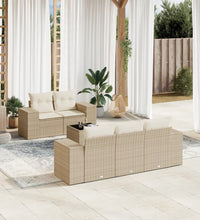 6-tlg. Garten-Sofagarnitur mit Kissen Beige Poly Rattan