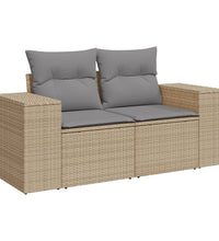 6-tlg. Garten-Sofagarnitur mit Kissen Beige Poly Rattan