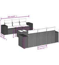 7-tlg. Garten-Sofagarnitur mit Kissen Schwarz Poly Rattan