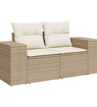 7-tlg. Garten-Sofagarnitur mit Kissen Beige Poly Rattan