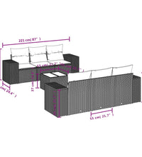 7-tlg. Garten-Sofagarnitur mit Kissen Beige Poly Rattan