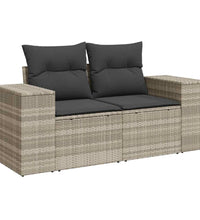 7-tlg. Garten-Sofagarnitur mit Kissen Hellgrau Poly Rattan