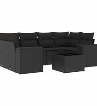 7-tlg. Garten-Sofagarnitur mit Kissen Schwarz Poly Rattan