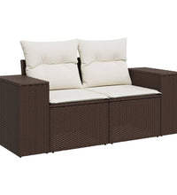 7-tlg. Garten-Sofagarnitur mit Kissen Braun Poly Rattan