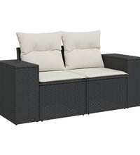 8-tlg. Garten-Sofagarnitur mit Kissen Schwarz Poly Rattan