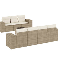 8-tlg. Garten-Sofagarnitur mit Kissen Beige Poly Rattan