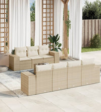 8-tlg. Garten-Sofagarnitur mit Kissen Beige Poly Rattan