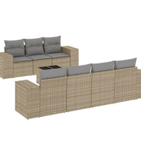 8-tlg. Garten-Sofagarnitur mit Kissen Beige Poly Rattan