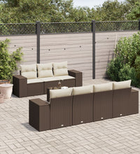 8-tlg. Garten-Sofagarnitur mit Kissen Braun Poly Rattan