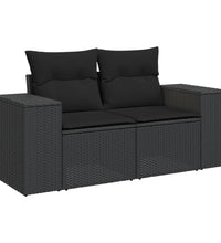 8-tlg. Garten-Sofagarnitur mit Kissen Schwarz Poly Rattan