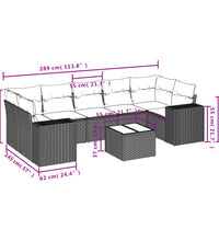 8-tlg. Garten-Sofagarnitur mit Kissen Schwarz Poly Rattan