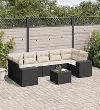 8-tlg. Garten-Sofagarnitur mit Kissen Schwarz Poly Rattan