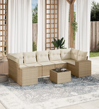 8-tlg. Garten-Sofagarnitur mit Kissen Beige Poly Rattan