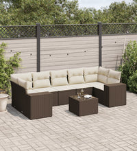 8-tlg. Garten-Sofagarnitur mit Kissen Braun Poly Rattan