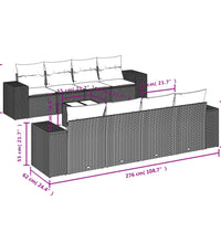 9-tlg. Garten-Sofagarnitur mit Kissen Schwarz Poly Rattan