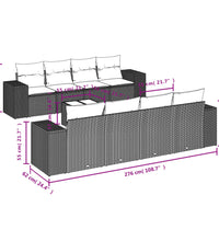 9-tlg. Garten-Sofagarnitur mit Kissen Grau Poly Rattan