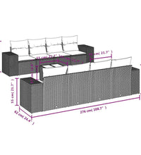 9-tlg. Garten-Sofagarnitur mit Kissen Hellgrau Poly Rattan