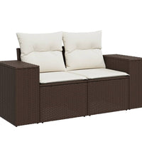 9-tlg. Garten-Sofagarnitur mit Kissen Braun Poly Rattan