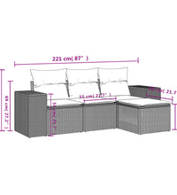 4-tlg. Garten-Sofagarnitur mit Kissen Schwarz Poly Rattan