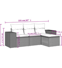 4-tlg. Garten-Sofagarnitur mit Kissen Braun Poly Rattan