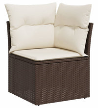 5-tlg. Garten-Sofagarnitur mit Kissen Braun Poly Rattan