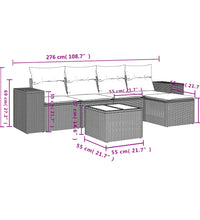 6-tlg. Garten-Sofagarnitur mit Kissen Beige Poly Rattan