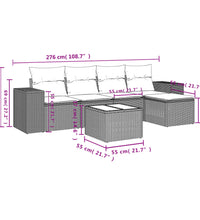 6-tlg. Garten-Sofagarnitur mit Kissen Grau Poly Rattan