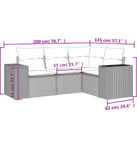 4-tlg. Garten-Sofagarnitur mit Kissen Beige Poly Rattan