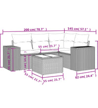 5-tlg. Garten-Sofagarnitur mit Kissen Schwarz Poly Rattan