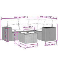 5-tlg. Garten-Sofagarnitur mit Kissen Grau Poly Rattan