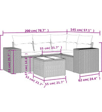 5-tlg. Garten-Sofagarnitur mit Kissen Hellgrau Poly Rattan