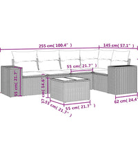 6-tlg. Garten-Sofagarnitur mit Kissen Schwarz Poly Rattan