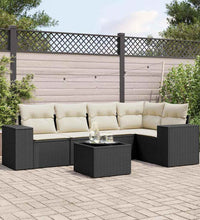 6-tlg. Garten-Sofagarnitur mit Kissen Schwarz Poly Rattan