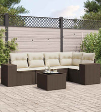 6-tlg. Garten-Sofagarnitur mit Kissen Braun Poly Rattan