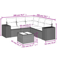 6-tlg. Garten-Sofagarnitur mit Kissen Braun Poly Rattan