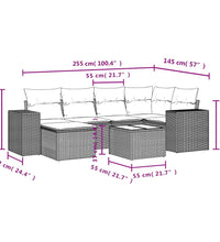 7-tlg. Garten-Sofagarnitur mit Kissen Beige Poly Rattan