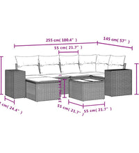 7-tlg. Garten-Sofagarnitur mit Kissen Braun Poly Rattan