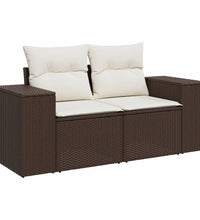 6-tlg. Garten-Sofagarnitur mit Kissen Braun Poly Rattan