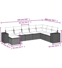 8-tlg. Garten-Sofagarnitur mit Kissen Braun Poly Rattan