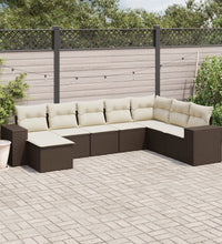 8-tlg. Garten-Sofagarnitur mit Kissen Braun Poly Rattan