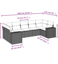 7-tlg. Garten-Sofagarnitur mit Kissen Beige Poly Rattan