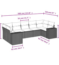 7-tlg. Garten-Sofagarnitur mit Kissen Braun Poly Rattan